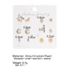 Stud Women Heart Star Mini Earrings Set Fashion Girl Small Jewelry Square Leaf Pearl Earring Sets Lady JewelryStud