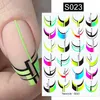 Harunouta Fluorescent Marble Geometry Lines 3D Scals Dail Dail Stickers Flower Leaves Leaving for Summer Summer Nail Art Decor 220518