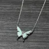 Pendant Necklaces Dainty Female White Opal Necklace Charm Silver Color Chain For Women Vintage Bride Butterfly Wedding NecklacePendant