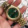Rolesx Uxury Watch Date GMT Luxury Mens Mencical Watch自動ログパールゴールドグリーンシェル男性用​​スイス腕時計