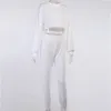 Kvinnors tvåbitar byxor Wohuadi Autumn Winter Suit Sexig Shorts Street Långärmad tröja Set Female Fashion Clothing Top White