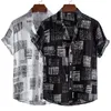 Casual shirts voor heren heren katoen polyester zomer zomers shirt shirt geometrische plaids patroon Hawaiian strand mannelijke blouse voor menmen's