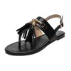 Women Flat Sandals Designer Womens Slides Leather Casual Shoes Tassel Flip Flops Sandal Summer Beach Slipper