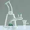 Echte beelden Glasbongen met Kom Joint Maat 14.4mm 22 cm Lange Hollow Band Perc Olier Rigs Hookahs Roken Waterleidingen