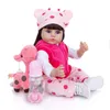 Keiumi 18 pulgadas de largo cabello castaño silicona renacida muñeca baby girl niña bebe bebe juguetes para niños compañeros de juego de almohadas 220621