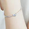 Authentic 925 Sterling Silver Pärl 2022 Spring S925 Blue Butterfly mousserande charm passar Pandora Armband Argent Diy Pärlor för smyckenillverkning