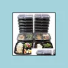 Andere Küche Küche Essbar Hausgarten 3 Fächer -Lebensmittel -Lagerbehälter mit Deckel Plastik Lunchbox Picknick Sparer Boxe Boxe