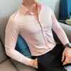 Plus Size 5XL-M Herfst Effen Lange Mouw Overhemd Mannen Kleding Eenvoudige Slim Fit Casual Formele Slijtage Kantoor Blouse Homme 220516