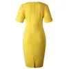 Amarelo elegante vestidos senhora do escritório vestindo pacote hip saia fina plus size festa wear clube corpo bodysuits bodycon bainha vestido de noite