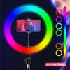 Selfie Lights 10 pouces photographie beauté couleur RVB téléphone mobile selfie diffusion en direct anneau lumineux