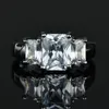 High Grade 3 Square Cubic Zirconia Wedding Rings Engagement Ring Jewelry for Women