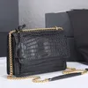 Solid Alligator Bag Chain Cross Body Pure Shoulder Bags Hand Wallet Three Dimensional Outer Moneybag Interior Slot Pocket