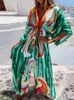 Abito a tunica allentato a maniche lunghe femminile con stampa estiva casual da donna es oversize da spiaggia per le vacanze Boho 220725