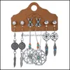 Baumeln Kronleuchter Ohrringe Schmuck Boho Ethnische Silber Farbe Set Für Frauen Vintage Holz Quaste Ohrring Neue Mode Drop Lieferung 2021 GB76G