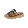 Thick Soled Slippers Leather Outer Wear Heighten Fashion And Comfortable Outdoor Personality Tie Casual Shopping Sandals