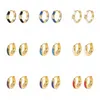 Hoop & Huggie 1PC Gold & Silver Color Colorful Zircon Square Earring For Women Geometric Circle Huggies Ear Buckles Earrings JewelryHoop