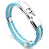 Charm Bracelets Blue Leather Bracelet White Flag Of Argentina Alloy Braided Length 21.5 Cm With A Velvet PouchCharm