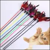 Cat Toys Leveringen Pet Home Garden LL Bell Veren Soft Colorf Rod speelgoed voor katten Kitten Grappig spelen Interac Dhawl