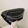 Luxuremerk Crossbody tas mode lederen borst tas ketting fanny packs dames zwart steen patroon bumbag schoudertassen 220626