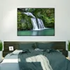 Samenvatting Greentrees Mountain Waterfall Painting on Canvas Lanscape Prints en posters Wall Art for Living Room Home Decoration