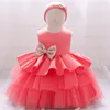 Pink Yellow Party Dress for Baby Girl 1 To 6 Year Summer Kids Birthday Wedding Princess Dresses Bow Child Ball Gown Costume 220427
