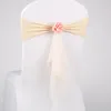 10 Pcs Wedding Decoration Sashes Back Organza Chair Sash Spandex Sash with Rose Ball suit Artificial Flower Wedding Layout Chair