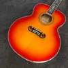 Guitare acoustique Jumbo J200 personnalisée de 43 "avec reliure en ormeau Corps Jumbo en épicéa massif J200vs Arrière en érable ondulé EN STOCK