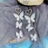 Lustre de lustre doce boho estilo branco renda de renda de borboleta brinco pendurado na praia noivo praia jóias decorativas de casamento