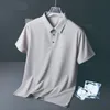 Men's Polos Summer Ice Silk Traceless Quick Dry Glue Pressing Short Sleeve Poloshirt High Quality Lapel T-shirt Slim Fit Black 2022Men's Men