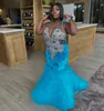 2022 Plus Taille Arabe Aso Ebi Luxueux Sirène Sexy Robes De Bal Perles Cristaux Soirée Formelle Deuxième Réception Anniversaire Robes De Fiançailles Robe ZJ550