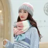 Beanie/Kafatası Kapakları Eşarp Şapka İki Parçalı Takım Ladies Yün Kış Kış Karışık Güçlü Biblik Öğrenci Bisiklet Bisikleti Sıcaklık/Kafatası Elob22