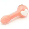 Macaron Pink Tobacco Pipe Loving Heart Handblåsad ört Dry Bowl Glashandsked Rökpipor