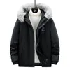 Herren Daunen Herren Parkas Männer Freizeitjacke Winter Warm Dickes Fleece Winddicht Kapuze Pelzkragen Parka Mantel Sport Baumwolle Outwear