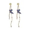 Dangle & Chandelier Crystal butterfly tassel earrings French design temperament earrings earrings