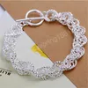 925 Sterling Silver Flash Twist Ring Bracelet For Women Wedding Engagement Party Fashion Jewelry