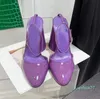 2022 patent calfskin sandals shoes 95mm thick heel strap pumps round toe dress party shoes Luxury Designer factory shoe