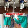 XPQBB Summer Casual Short Solid Color Elastic midja bred ben Shorts Kvinna Blue Green Black Loose Sports Short Pants 220701