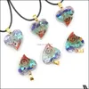 Hänghalsband hjärtreiki helande chips sten naturlig chakra orgone energi halsband pendum amet orgonite crystal dro dhseller2010 dh7kt