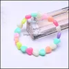 Charme Bracelets Bijoux Enfants Filles Bonbons Couleur Forme De Coeur Perlé Acrylique Élastique Enfants Fête D'anniversaire De Dhm4Z