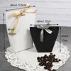 50 pcs Blanc Kraft Noir Sac En Papier Bronzant Français "Merci" Merci Boîte Cadeau Paquet Faveur De Fête De Mariage Sacs De Bonbons Avec Ruban 220427