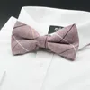 Mens Fashion Vintage Bowtie Check Artificial 100 Cotton Soft Striped Double Fracture Butterfly Men Bow Ties Designer Cravat