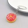 7 Styles Creative Cream Cake Donut Keychain Resin Bag Pendant Food Keychains Men Women Fashion Key Chain Gift Accessories Bulk Price