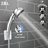 ZL 3 modes réglables pommeaux de douche de bain universels économie d'eau buse de pulvérisation bouton d'arrêt Spa salle de bain pomme de douche haute pression 220525
