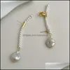 Dangle Chandelier Earrings Jewelry Tiny Faux Pearl Decor Long Drop For Women Party Irregar Flat Fresh Dhgvn