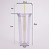 32oz Skinny Tumblers Slim Canecas Clear Acrílico Copo de Água Dupla Parede Dupla Reusável Com Tampa E Palheta de Plástico Beber por Mar CCB15196