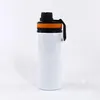 600 ml 20 oz Sublimation Blanks Bouteilles d'eau blanche Couche de chanteur Gobelets en aluminium Boire des tasses de sport en plein air Gobelets avec couvercles en 5 couleurs