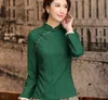 Blouses voor vrouwen shirts Shanghai verhaal mandarijn kraag vrouw shirt Chinees traditionele top lange mouw cheongsam linnen blousewomen's