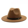 Berretti Cappello Fedora di lana bianco nero Cappello in feltro Tesa larga Donna Trilby Chapeu Feminino Donna Uomo Jazz Padrino Sombrero CapsBerretti BerrettiBerretto