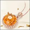 Jóias de anéis de casamento Ajustável Aberto para mulheres Cristal de pedra amarelo Rosa cor de ouro rosa Gunflower Fashion Jewelr Dh3xm