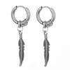 Mode croix plume boucles d'oreilles Style Punk Rock pour femmes hommes haute qualité en acier inoxydable boucle d'oreille Hiphop unisexe oreille bijoux